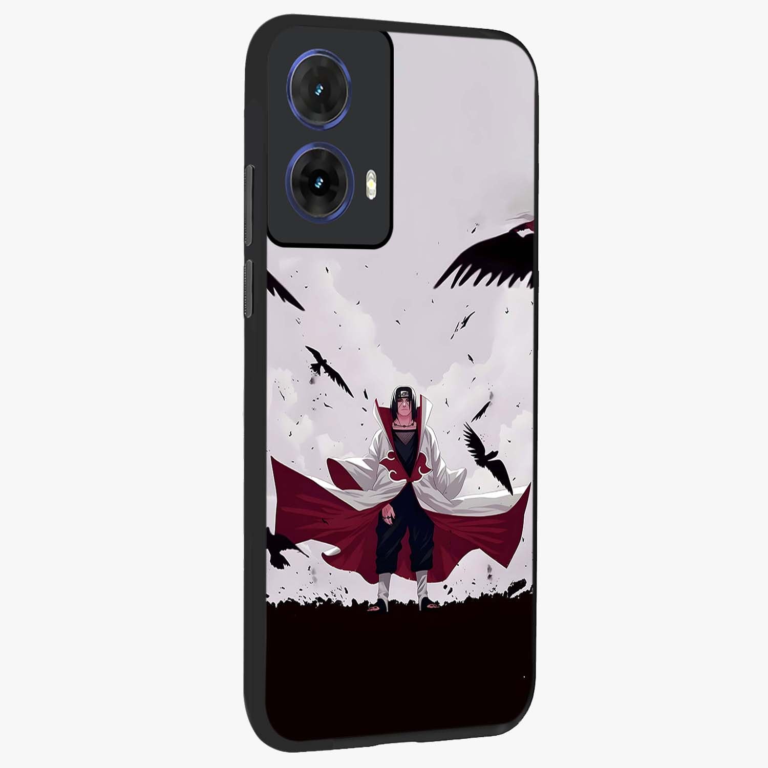 Crimson Crow Ascension Glass Case upright view showcasing dramatic crow artwork with bold gothic theme.