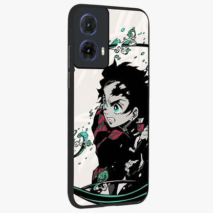 Demon Slayer Glass Case upright view showcasing powerful anime artwork with intense warrior theme.