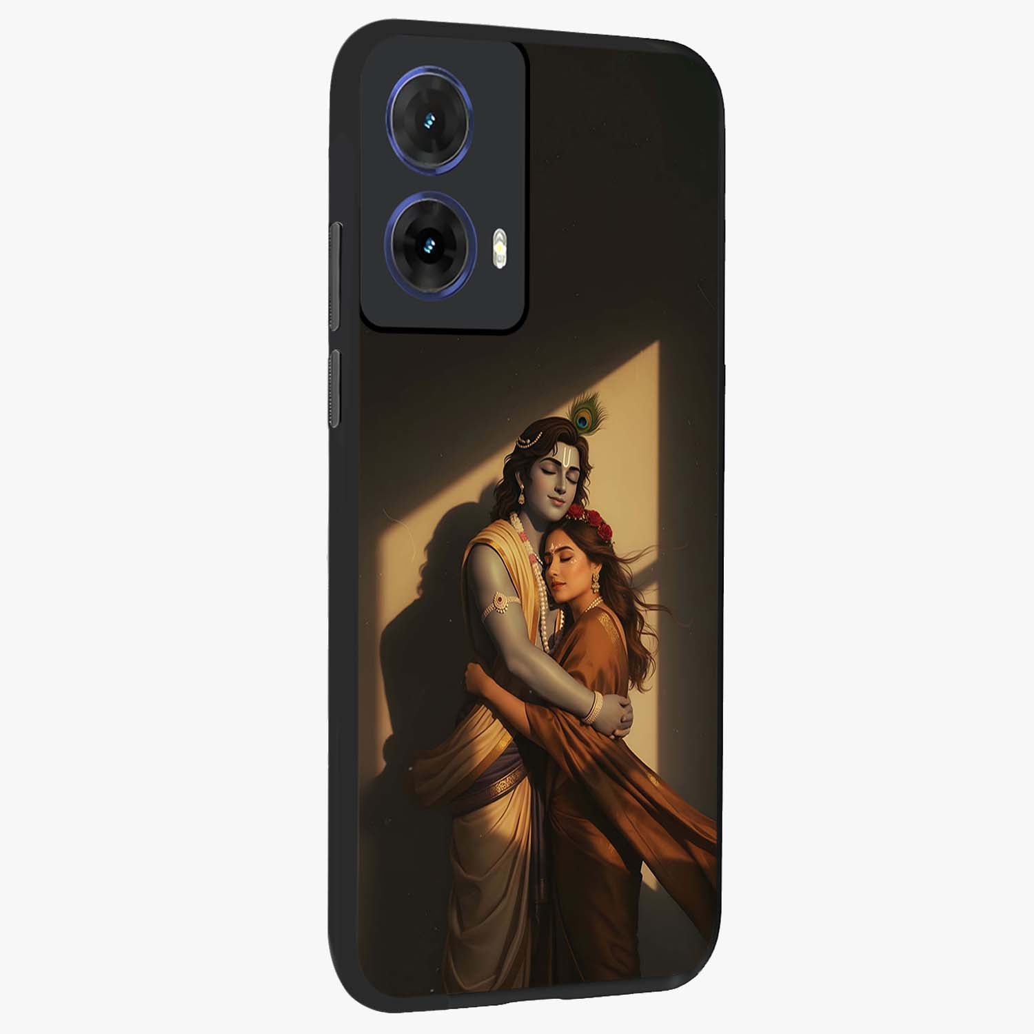 Divine Eternal Love Glass Case upright view showcasing graceful spiritual artwork with eternal love theme.