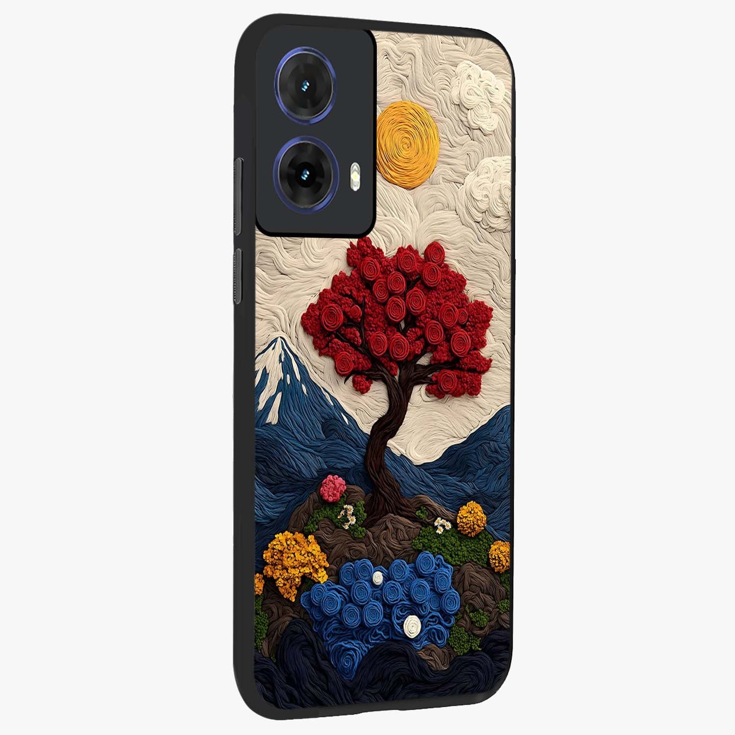 Eternal Nature Tapestry Glass Case upright view showcasing elegant nature tapestry design with decorative style.