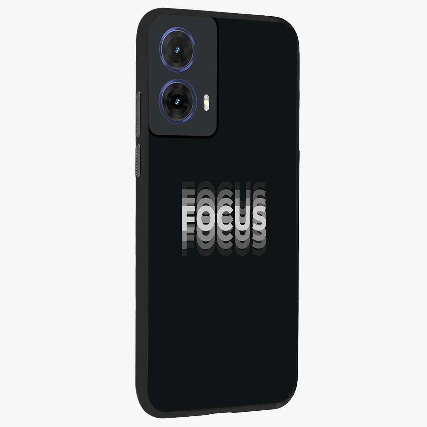 Focused Blade Discipline Glass Case upright view showcasing strong typography statement with sleek motivational theme.