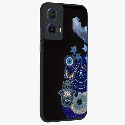Galactic Charm Cluster Glass Case upright view showcasing glowing cosmic charm artwork with magical celestial style.