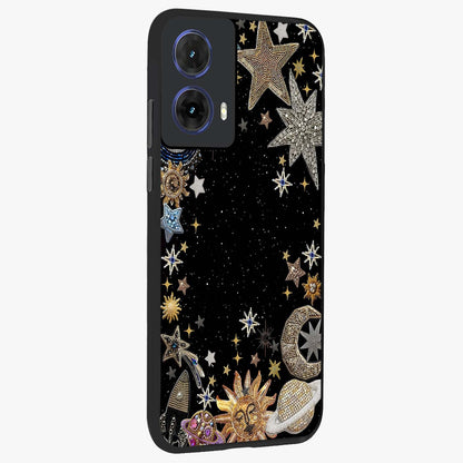 Galactic Jewel Stars Glass Case upright view showcasing glittering star jewel artwork with vibrant galaxy theme.