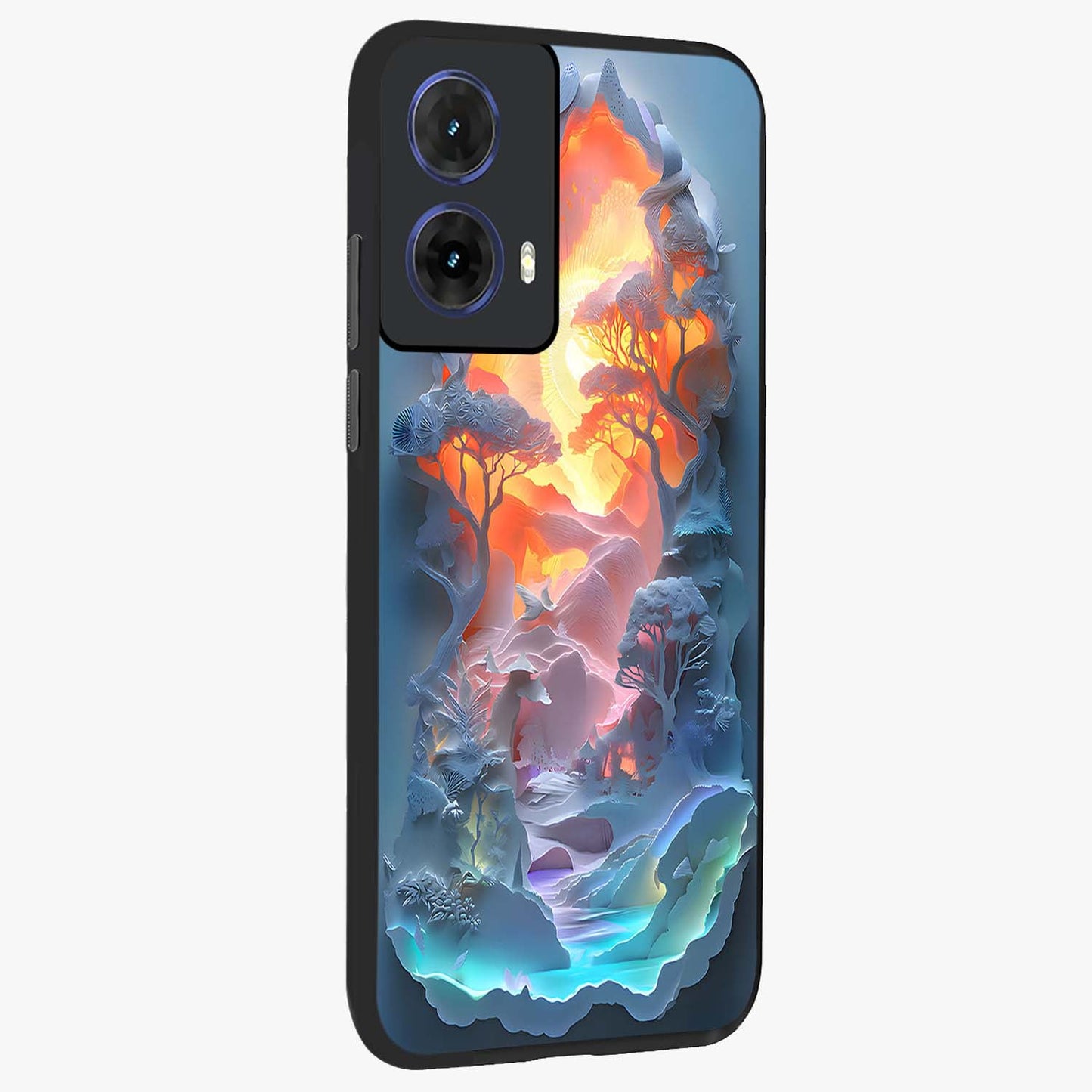Glow Forest Portal Glass Case upright view showcasing enchanted forest portal artwork with fantasy nature theme.
