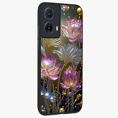 Golden Floral Majesty Glass Case upright view showcasing majestic floral artwork with rich decorative theme.