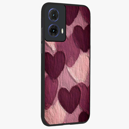 Layered Paper Hearts Glass Case upright view showcasing decorative layered heart artwork with sweet love theme.