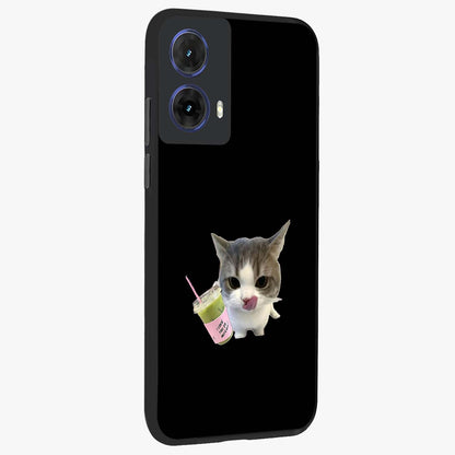 Matcha Cat Style Glass Case upright view showcasing charming cat artwork with cozy aesthetic theme.