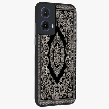 Noir Bloom Elegance Glass Case upright view showcasing graceful floral artwork with luxurious dark theme.