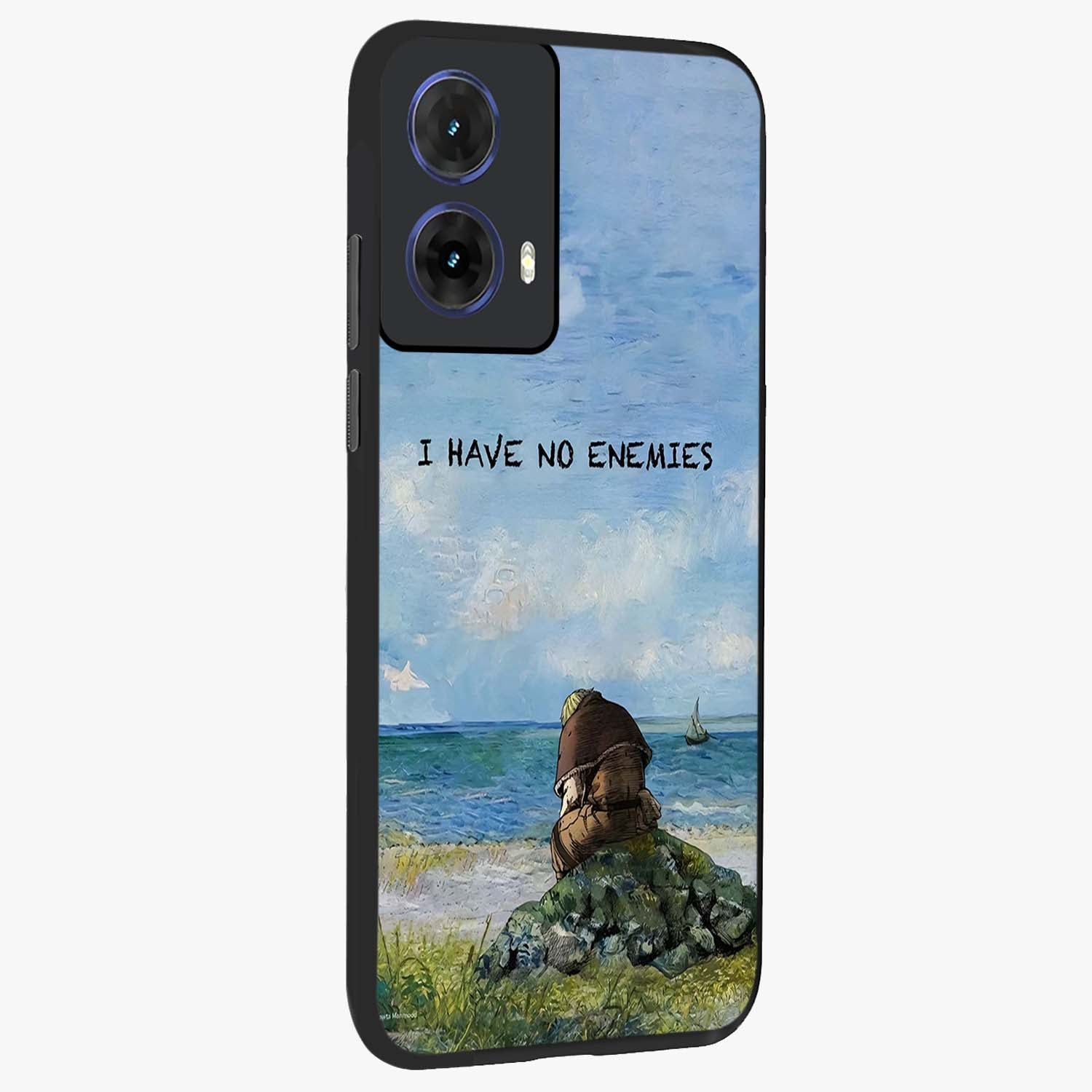 Peace Beyond War Glass Case upright view showcasing powerful peace symbol artwork with inspirational theme.