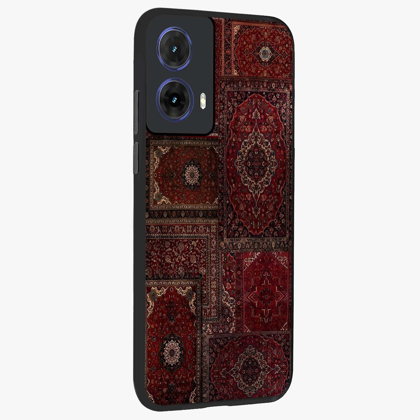 Persian Velvet Tale Glass Case upright view showcasing elegant Persian artwork with classic heritage theme.