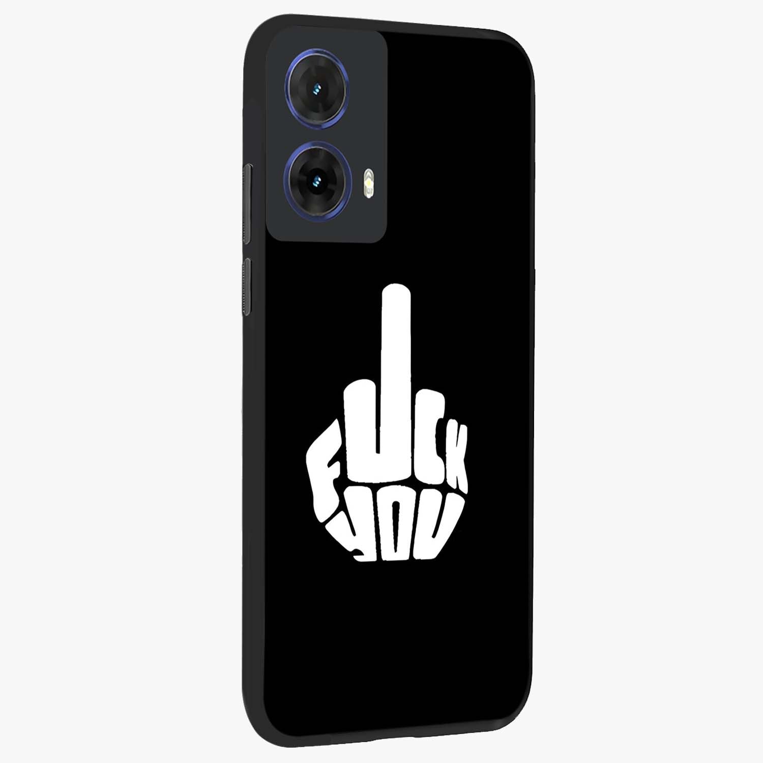 Rebel Mode On Glass Case upright view showcasing striking statement artwork with bold rebellious theme.