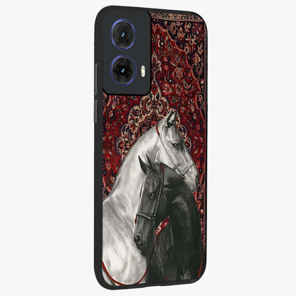 Regal Stallion Tapestry Glass Case upright view showcasing powerful horse artwork with elegant tapestry theme.