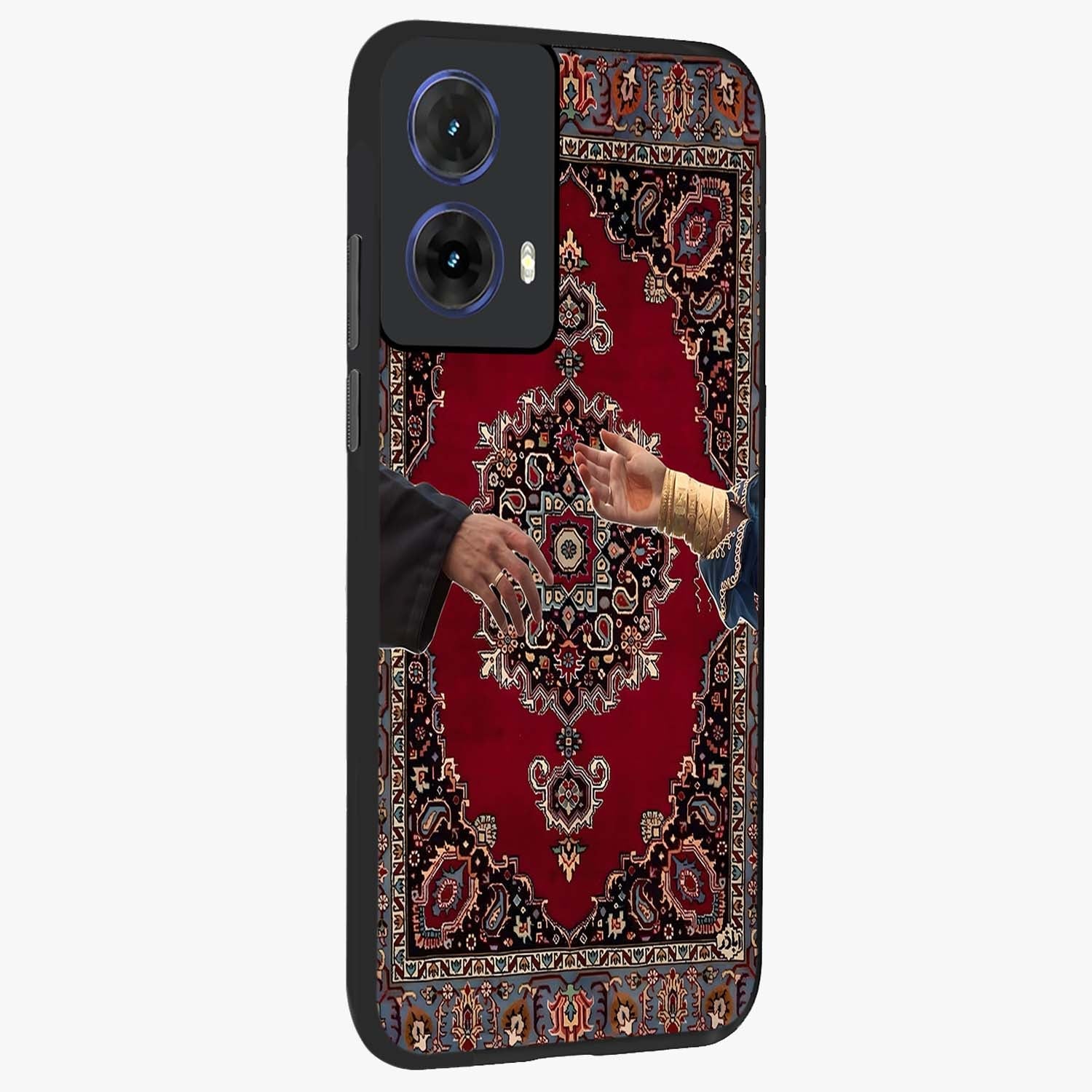 Royal Touch Reach Glass Case upright view showcasing stylish royal inspired artwork with graceful theme.