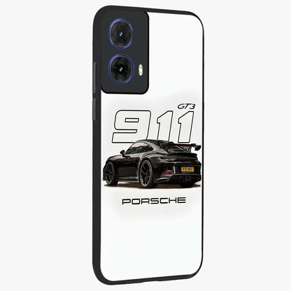 Turbo Legacy Icon Glass Case upright view showcasing bold racing inspired artwork with classic car theme.