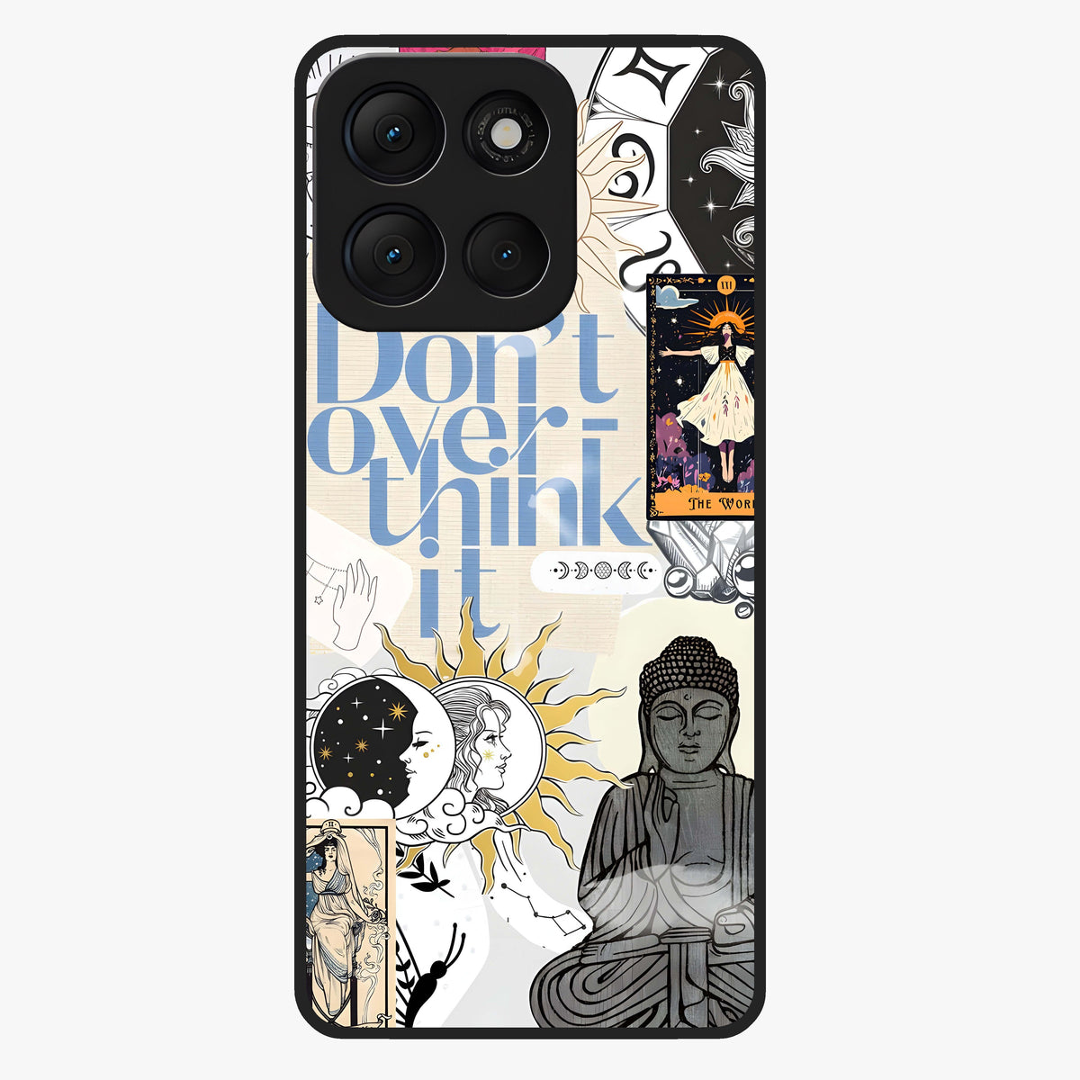 Ethereal Thoughts Glass Case showing flat back view with dreamy artistic artwork and glossy glass finish.