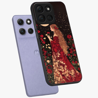 Crimson Dreams Glass Case displayed in angled mockup highlighting soft crimson aesthetic design with artistic theme.