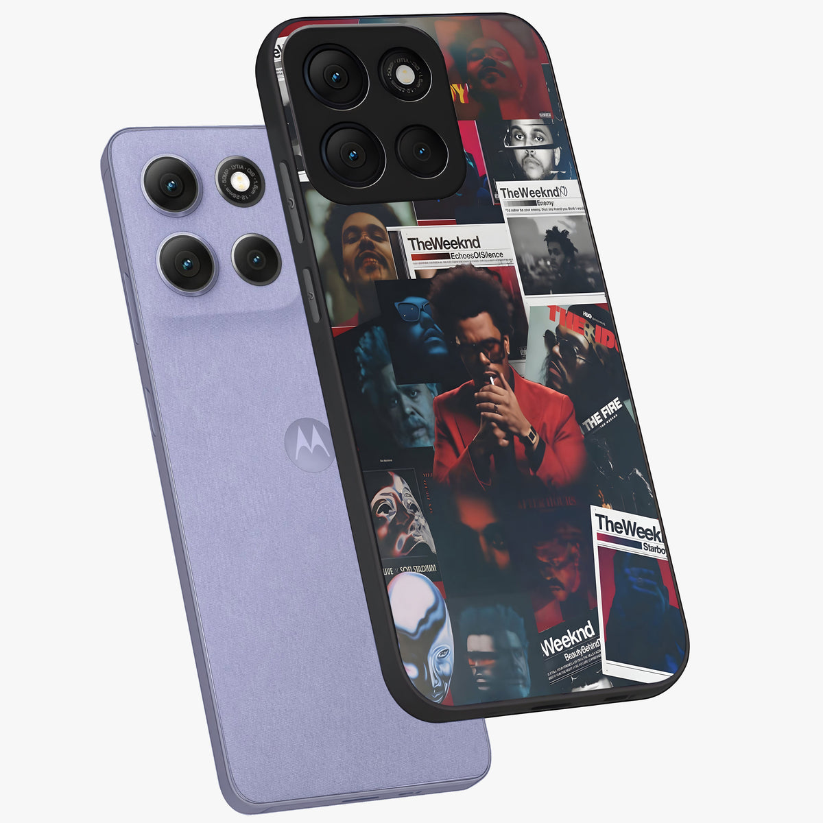 The Weeknd Glass Case displayed in angled mockup highlighting stylish pop culture inspired design with modern aesthetic.