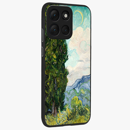 Van Gogh Vintage Art Glass Case upright view showcasing elegant vintage painting artwork with artistic heritage theme.