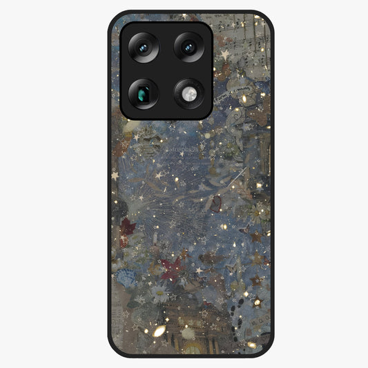Aesthetic Astrolophia Glass Case showing flat back view with dreamy aesthetic design and glossy glass finish.