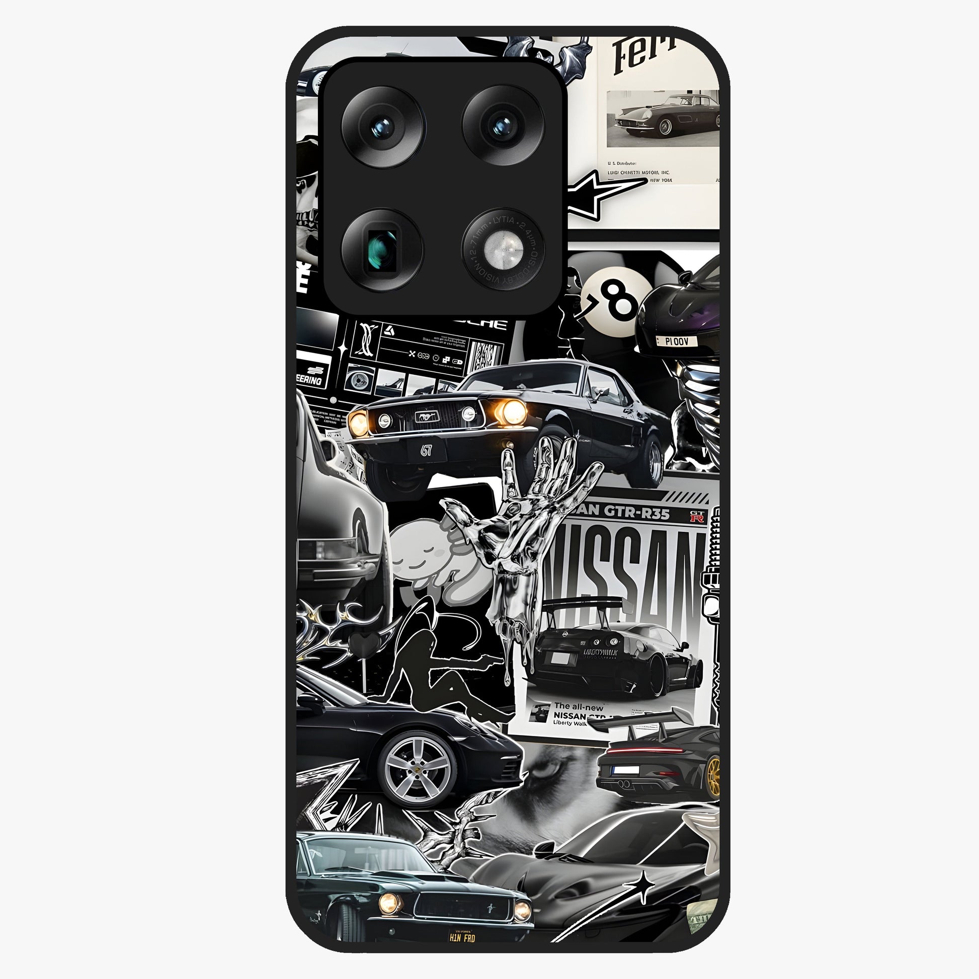Aesthetic Dark Love Glass Case showing flat back view with dark romantic artwork and glossy glass finish.