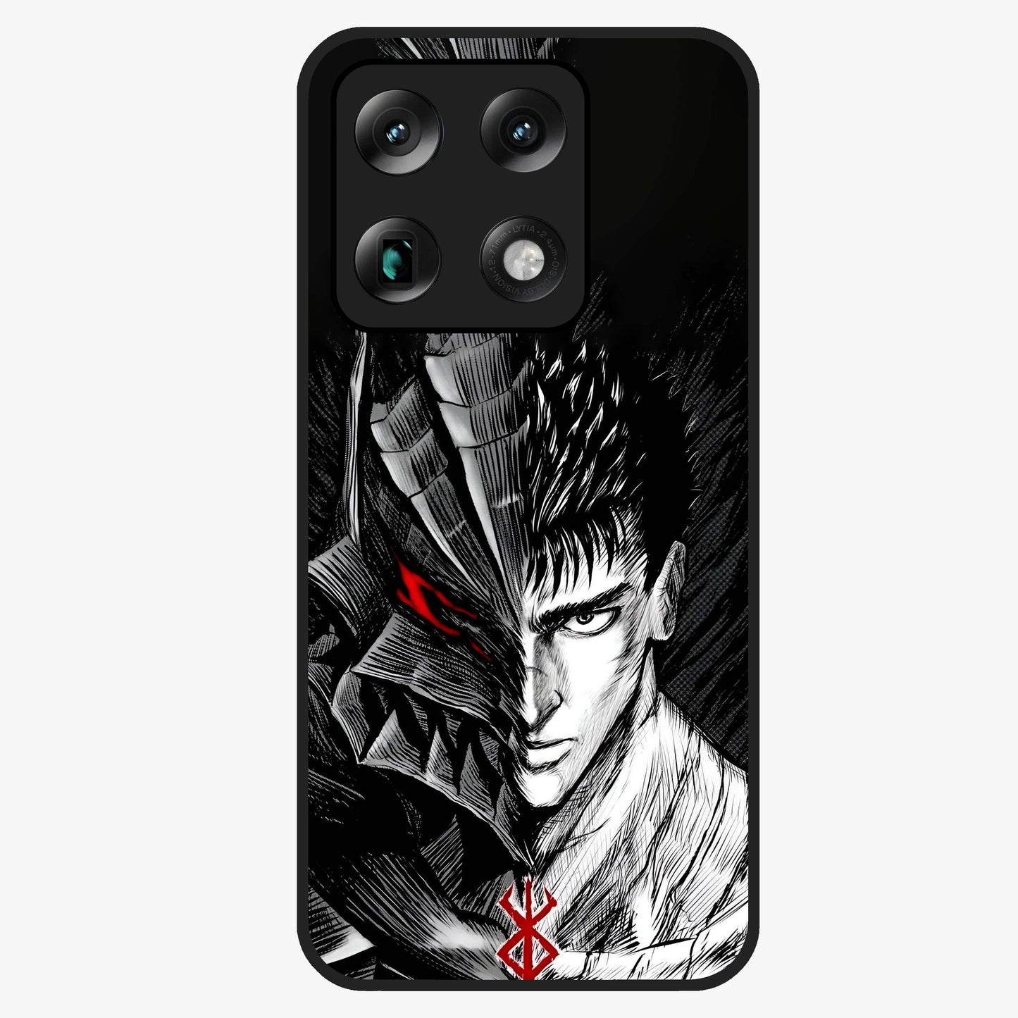 Berserker Blood Oath Glass Case showing flat back view with fierce warrior inspired artwork and glossy glass finish.