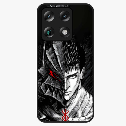 Berserker Blood Oath Glass Case showing flat back view with fierce warrior inspired artwork and glossy glass finish.