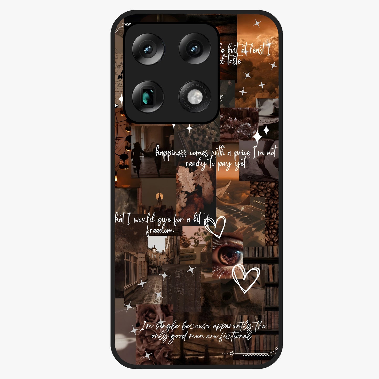 Bittersweet Aesthetic Chaos Glass Case showing flat back view with artistic chaotic aesthetic design and glossy glass finish.