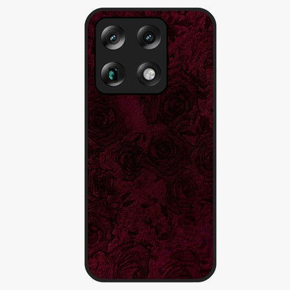 Crimson Fade Flow Glass Case showing flat back view with flowing crimson gradient artwork and glossy glass finish.