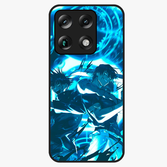 Cursed Energy Clash Glass Case showing flat back view with intense cursed energy artwork and glossy glass finish.