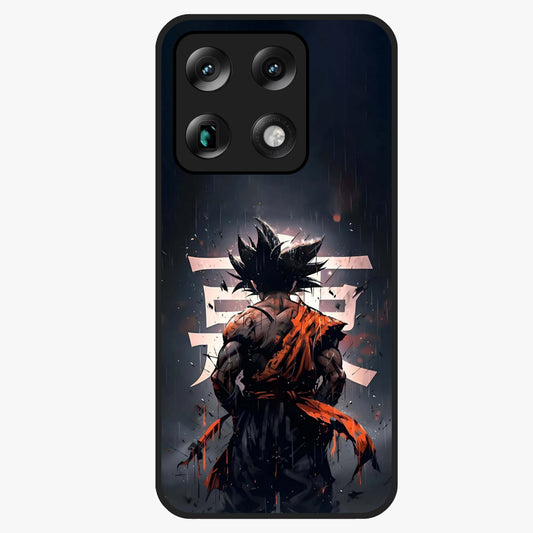Dark Warrior In Rain Glass Case showing flat back view with warrior artwork in rainy atmosphere and glossy glass finish.