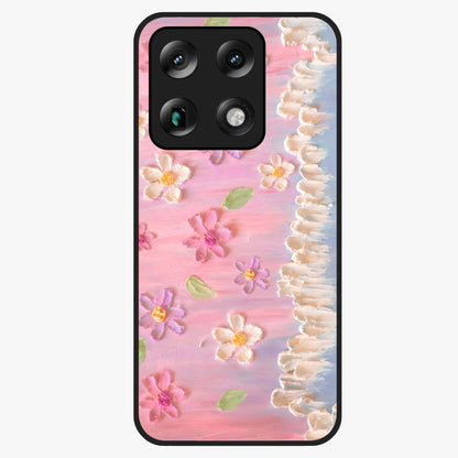 Dreamy Painted Garden Glass Case showing flat back view with artistic painted floral garden artwork and glossy glass finish.
