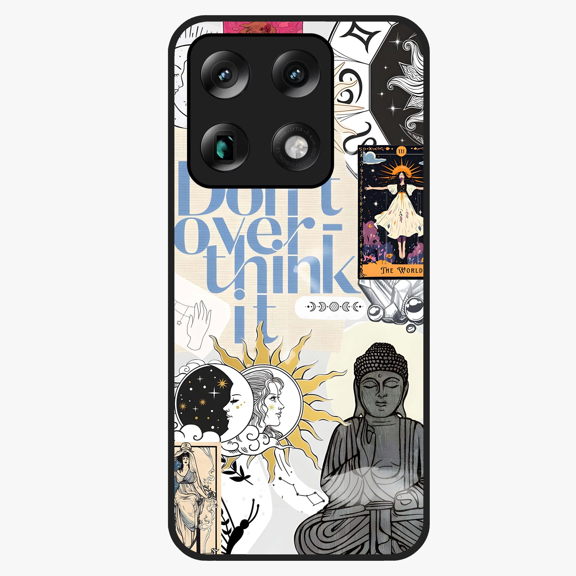 Ethereal Thoughts Glass Case showing flat back view with dreamy artistic artwork and glossy glass finish.