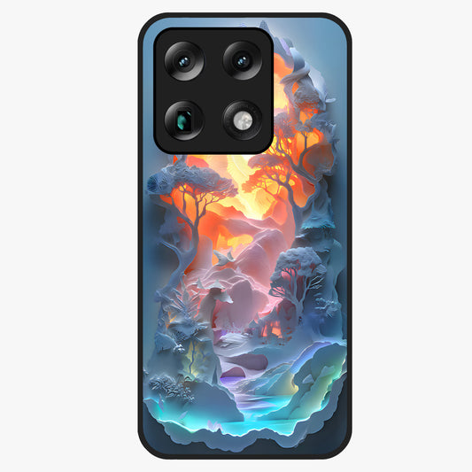 Glow Forest Portal Glass Case showing flat back view with glowing forest portal artwork and glossy glass finish.
