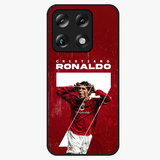 Goal Celebration Legacy Glass Case showing flat back view with football celebration inspired artwork and glossy glass finish.