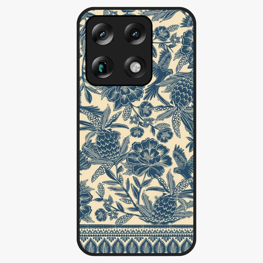 Heirloom Wild Bloom Glass Case showing flat back view with vintage inspired wild flower artwork and glossy glass finish.