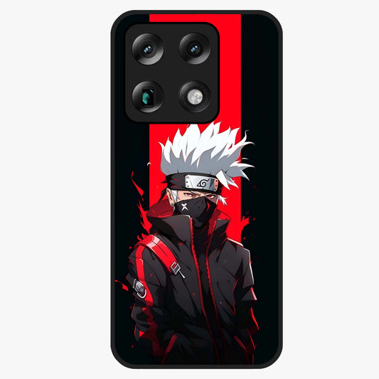 Kakashi Scarlet Shadow Glass Case showing flat back view with powerful anime ninja artwork and glossy glass finish.