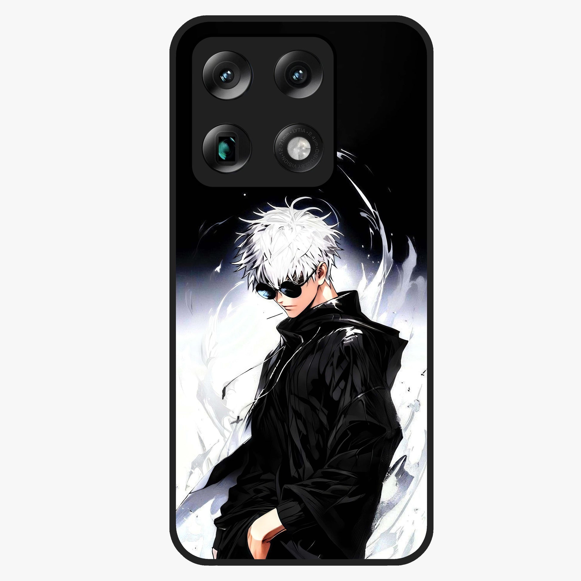 Limitless Shadow King Glass Case showing flat back view with powerful shadow warrior artwork and glossy glass finish.