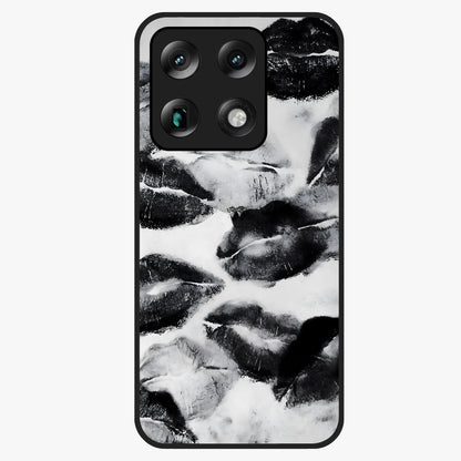 Midnight Kiss Marks Glass Case showing flat back view with lipstick kiss mark artwork and glossy glass finish.