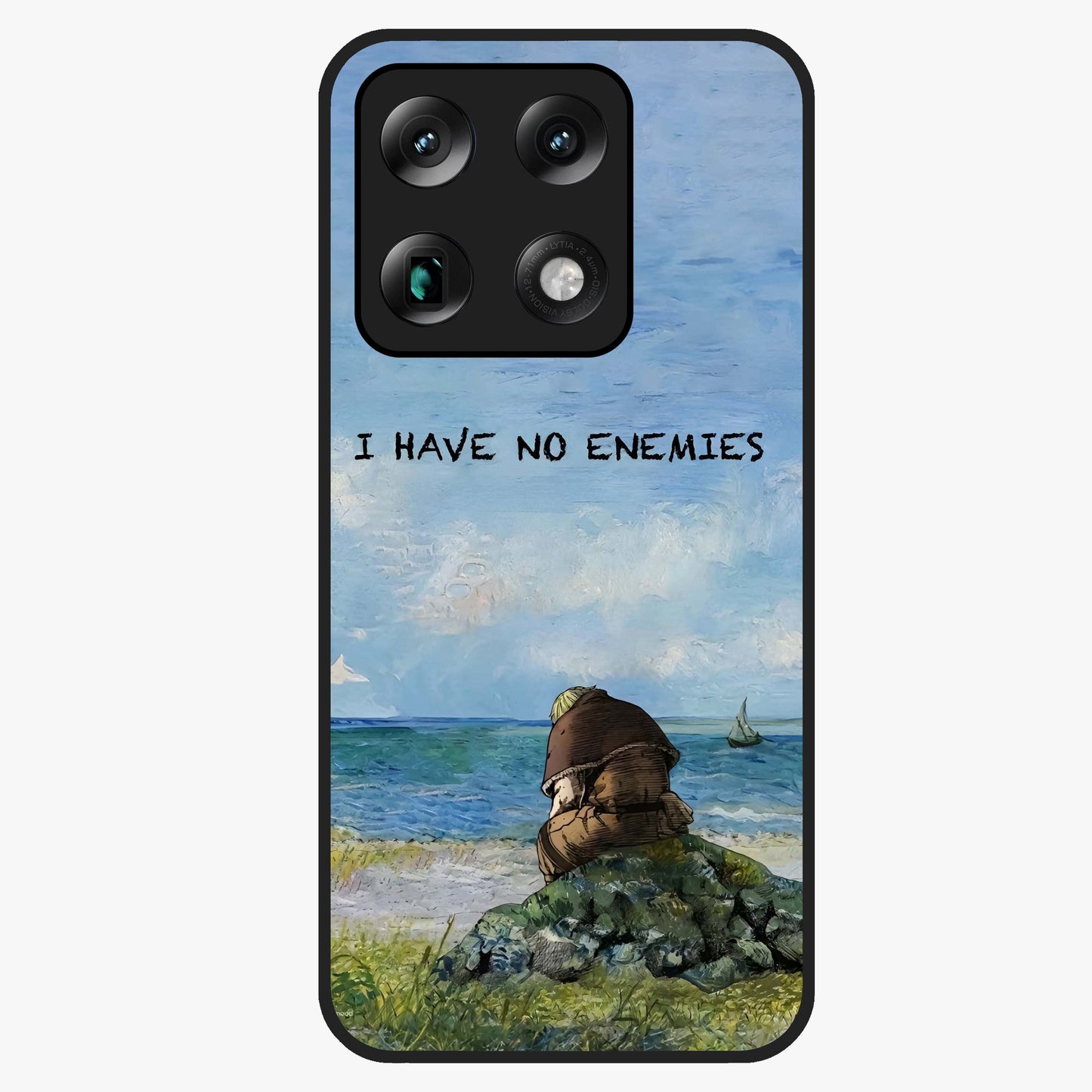 Peace Beyond War Glass Case showing flat back view with symbolic peace themed artwork and glossy glass finish.