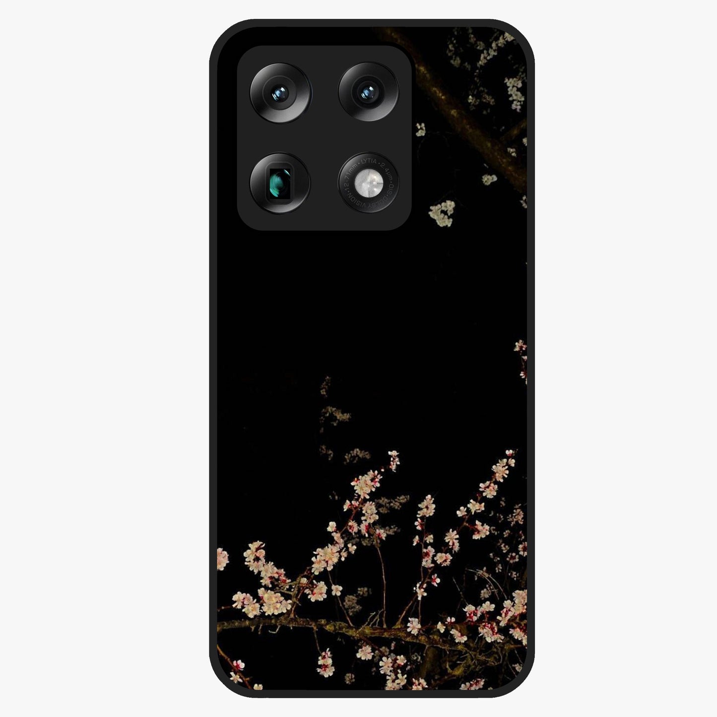 Petal Moon Light With Custom Name Glass Case showing flat back view with floral moonlight artwork and personalized name design.
