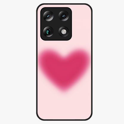 Pink Aura Heart Glass Case showing flat back view with glowing heart artwork and glossy glass finish.