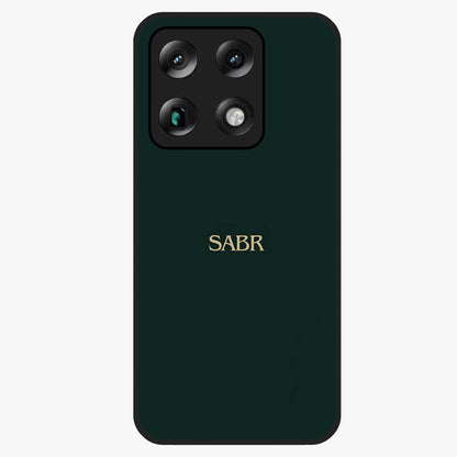 Sabr Minimal Patience Glass Case showing flat back view with minimalist typography artwork and glossy glass finish.