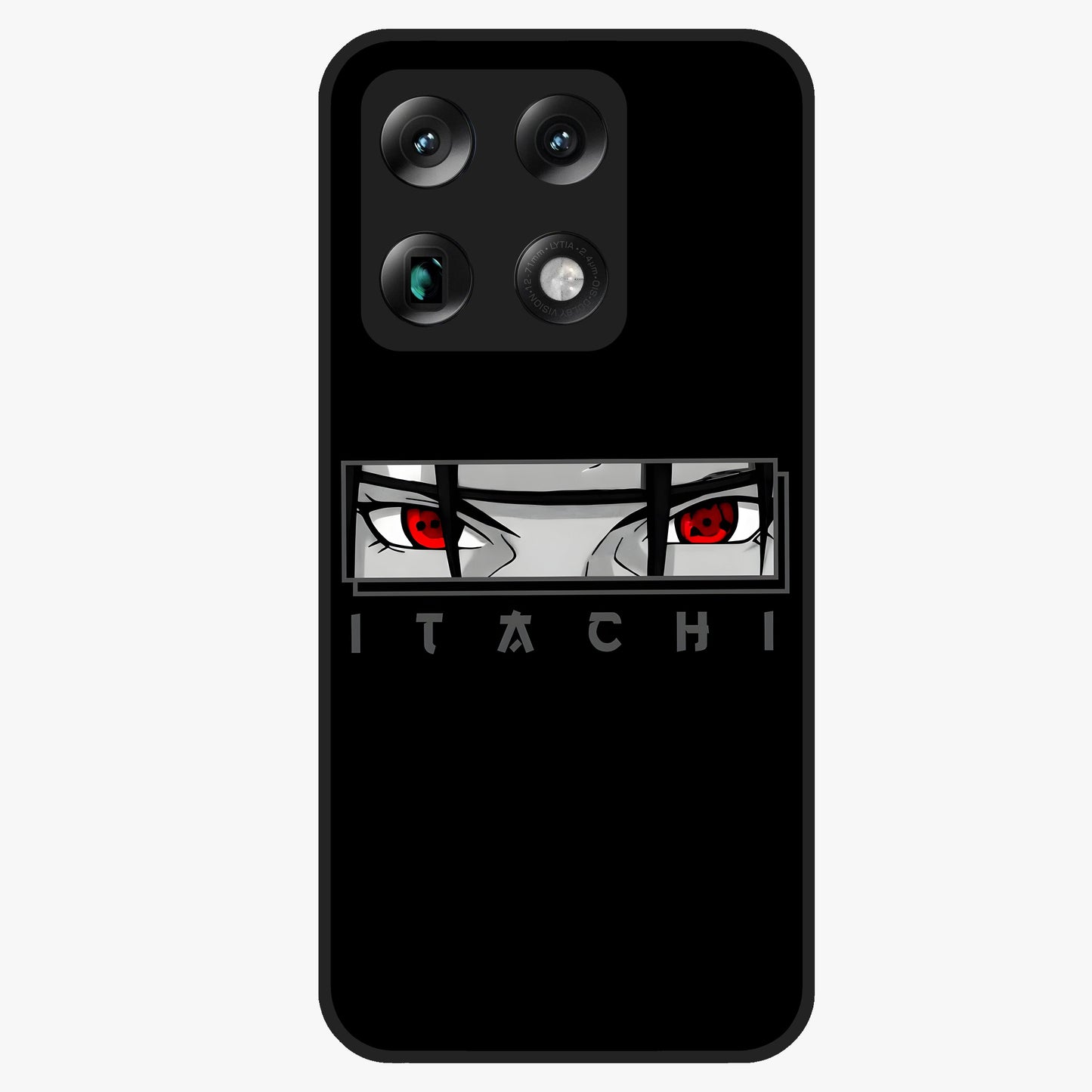 Scarlet Gaze Dominance Glass Case showing flat back view with striking red themed artwork and glossy glass finish.