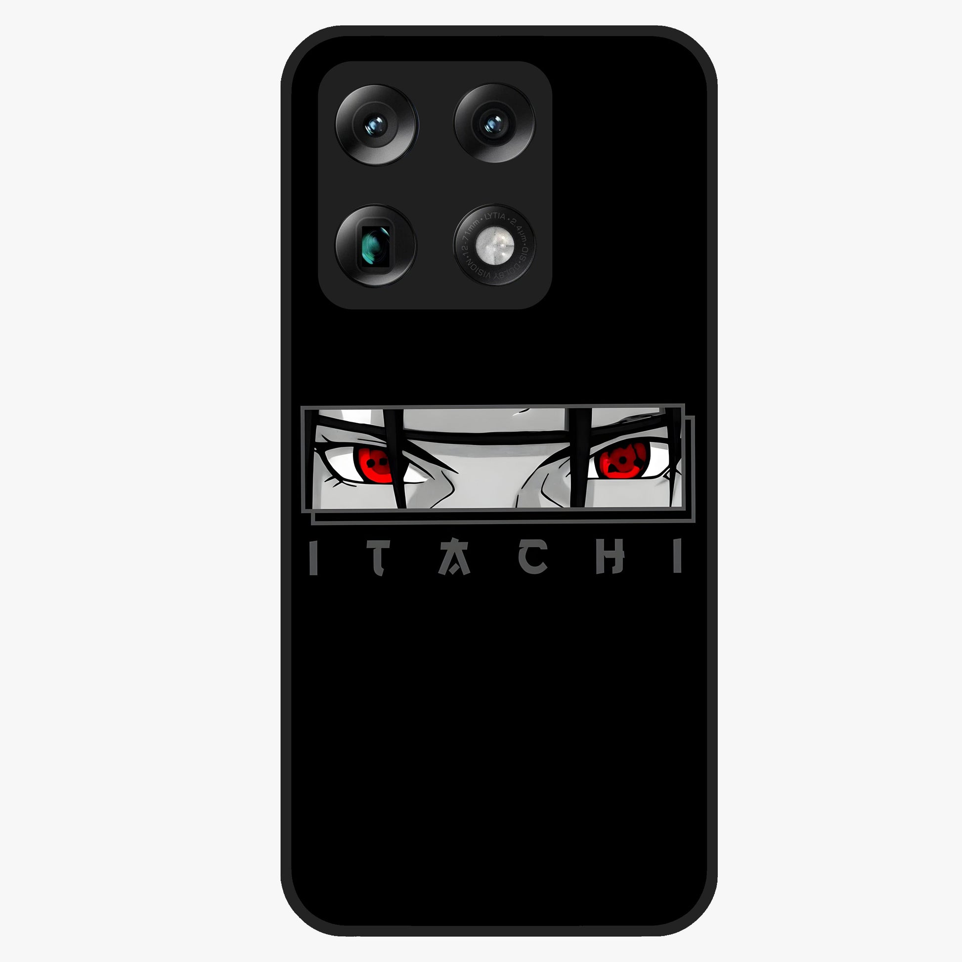 Scarlet Gaze Dominance Glass Case showing flat back view with striking red themed artwork and glossy glass finish.