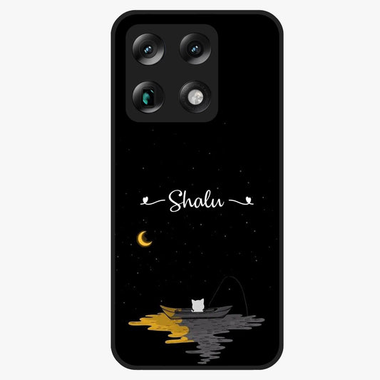 Silent Night Row Glass Case showing flat back view with calm night themed artwork and glossy glass finish.