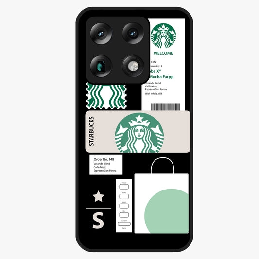 Starbucks Mocha Glass Case showing flat back view with coffee inspired artwork and glossy glass finish.