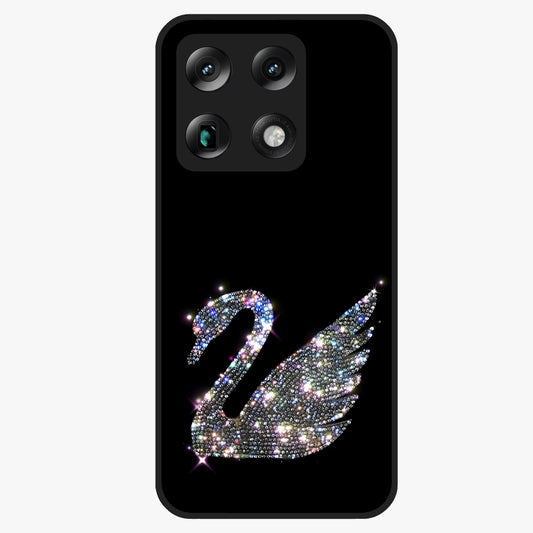 Starlit Swan Grace Glass Case showing flat back view with graceful swan artwork under starry sky and glossy glass finish.