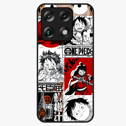 Strawhat Chaos Panels Glass Case showing flat back view with anime inspired chaos panel artwork and glossy glass finish.