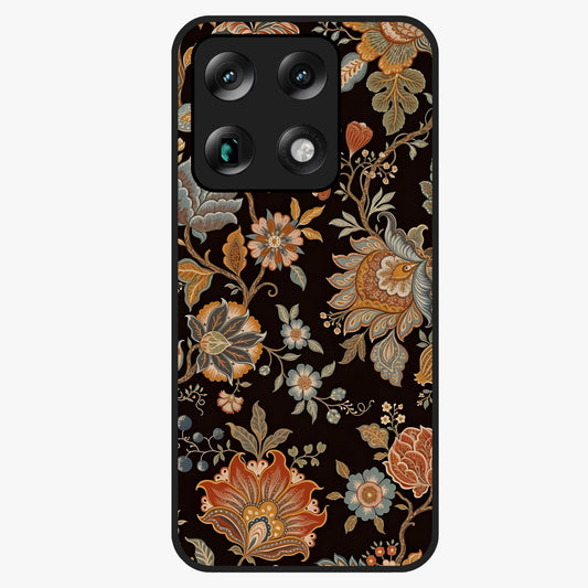 Vintage Floral Dream Glass Case showing flat back view with classic floral artwork and glossy glass finish.