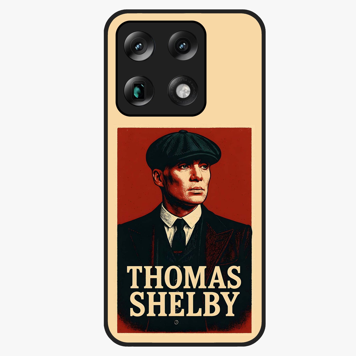 Vintage Mafia Authority Glass Case showing flat back view with bold vintage mafia inspired artwork and glossy glass finish.